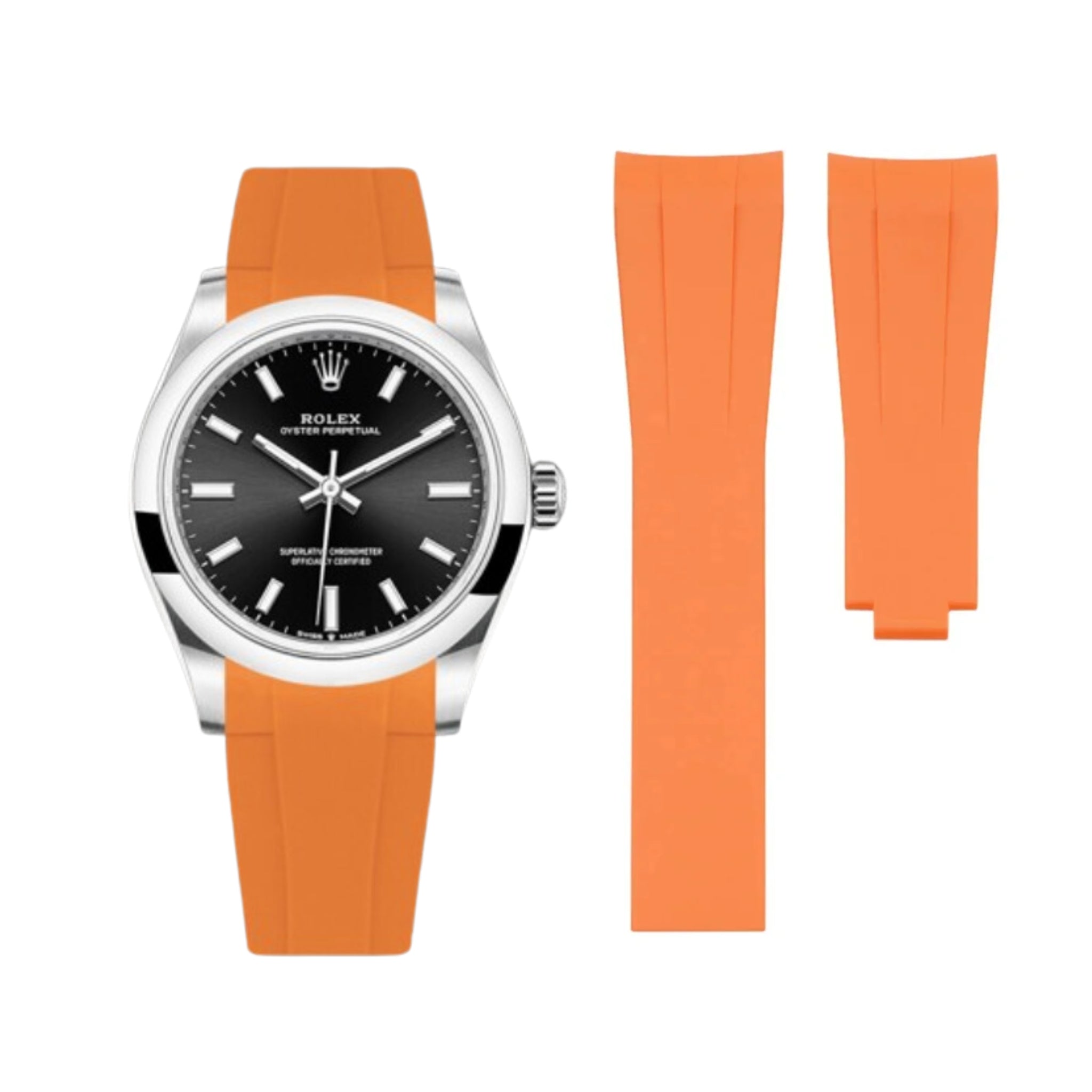 Rubber Strap - For Rolex Oyster Perpetual 31 - Orange - Helvetus