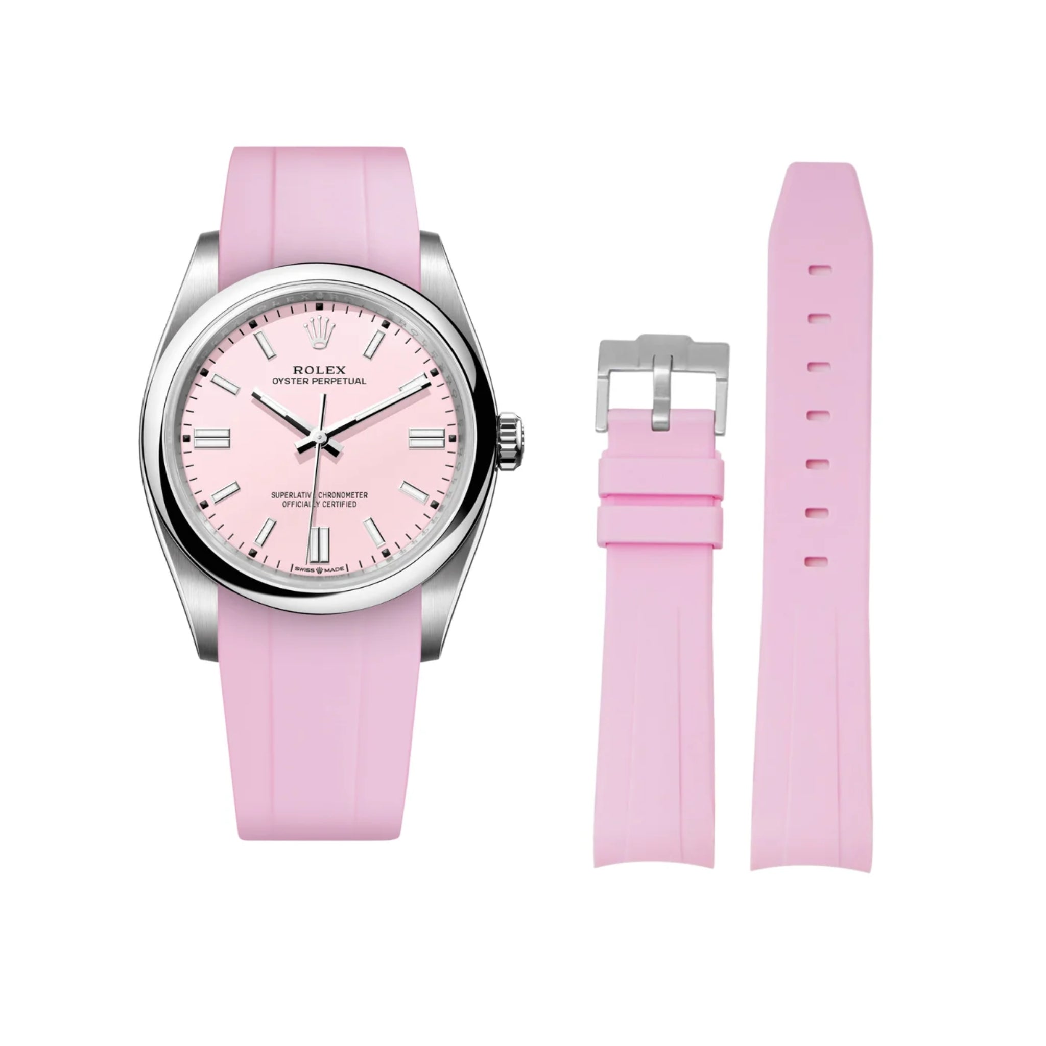 Rubber Strap - For Rolex Oyster Perpetual 36mm - Pink - Helvetus