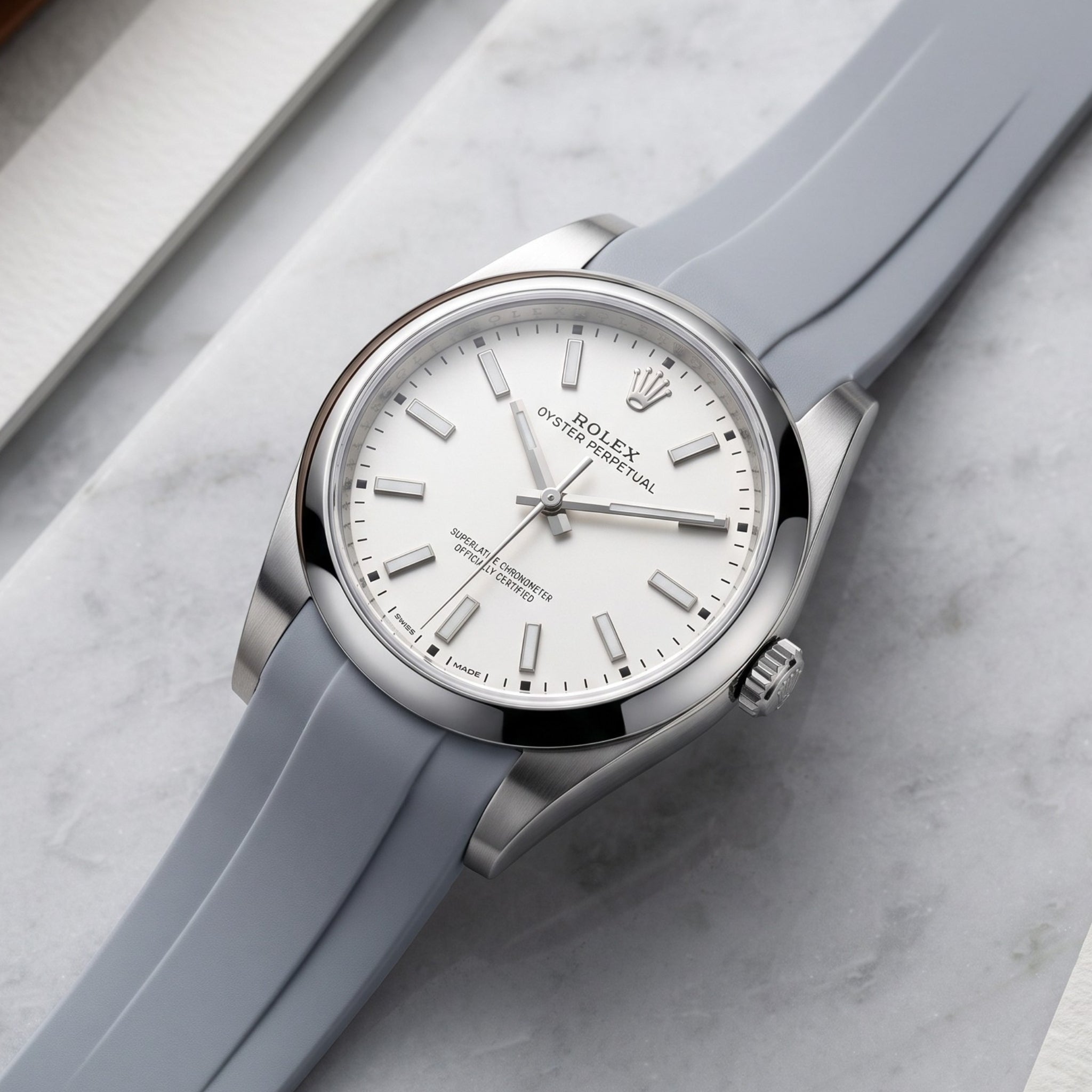 Rubber Strap - For Rolex Oyster Perpetual 39mm - Grey - Helvetus