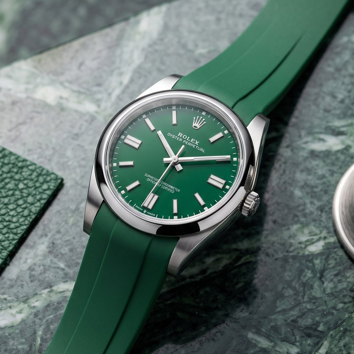 Rubber Strap - For Rolex Oyster Perpetual 41mm - Green - Helvetus