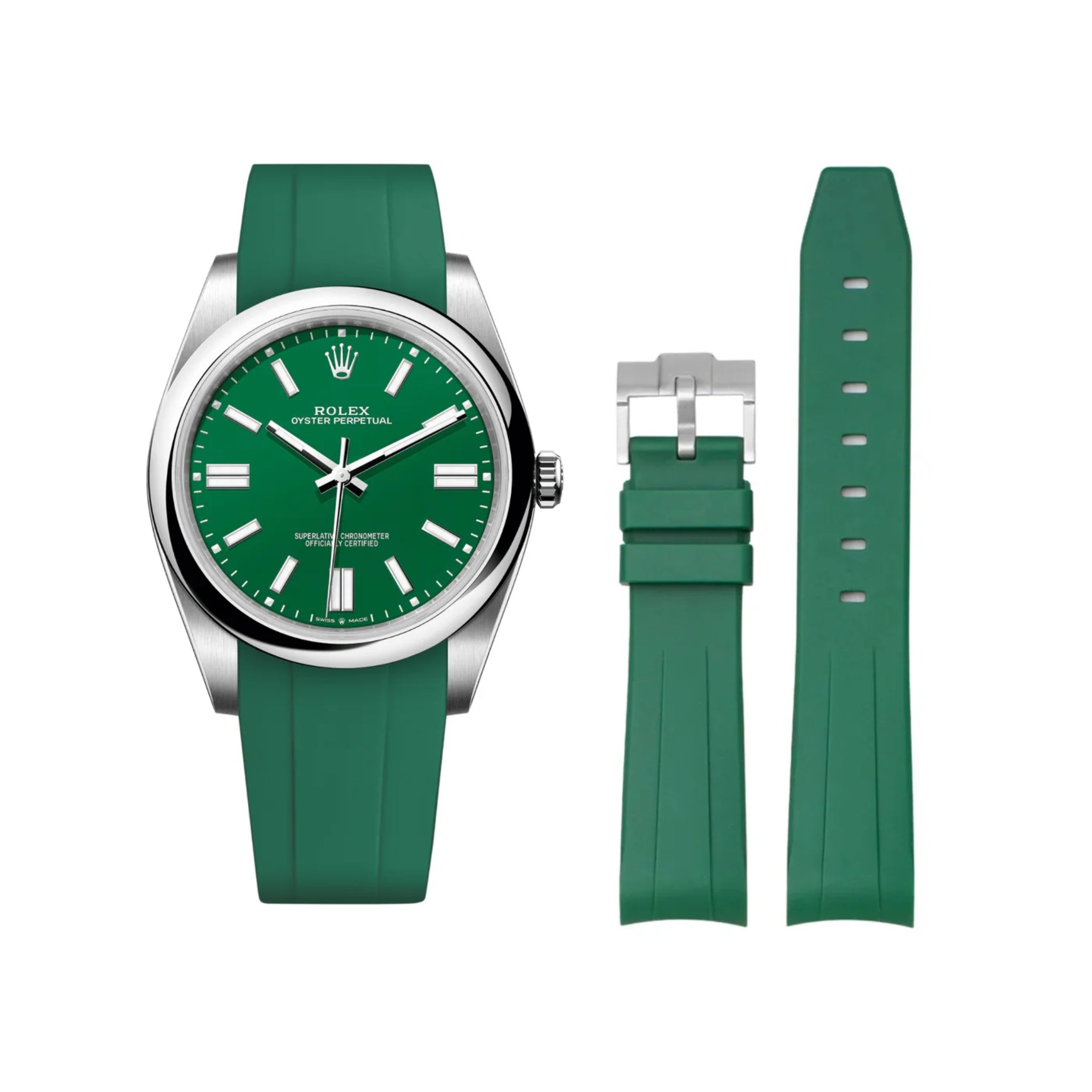 Rubber Strap - For Rolex Oyster Perpetual 41mm - Green - Helvetus