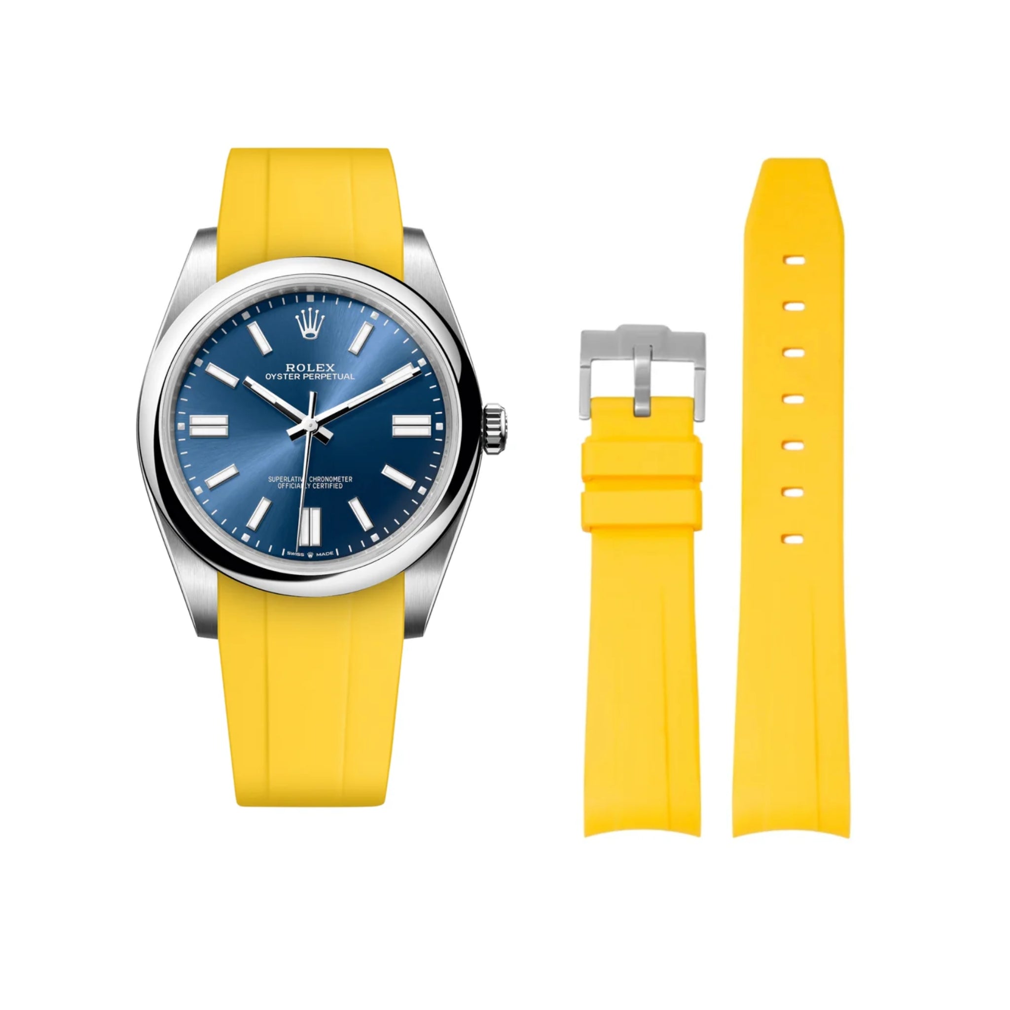 Rubber Strap - For Rolex Oyster Perpetual 41mm - Yellow - Helvetus