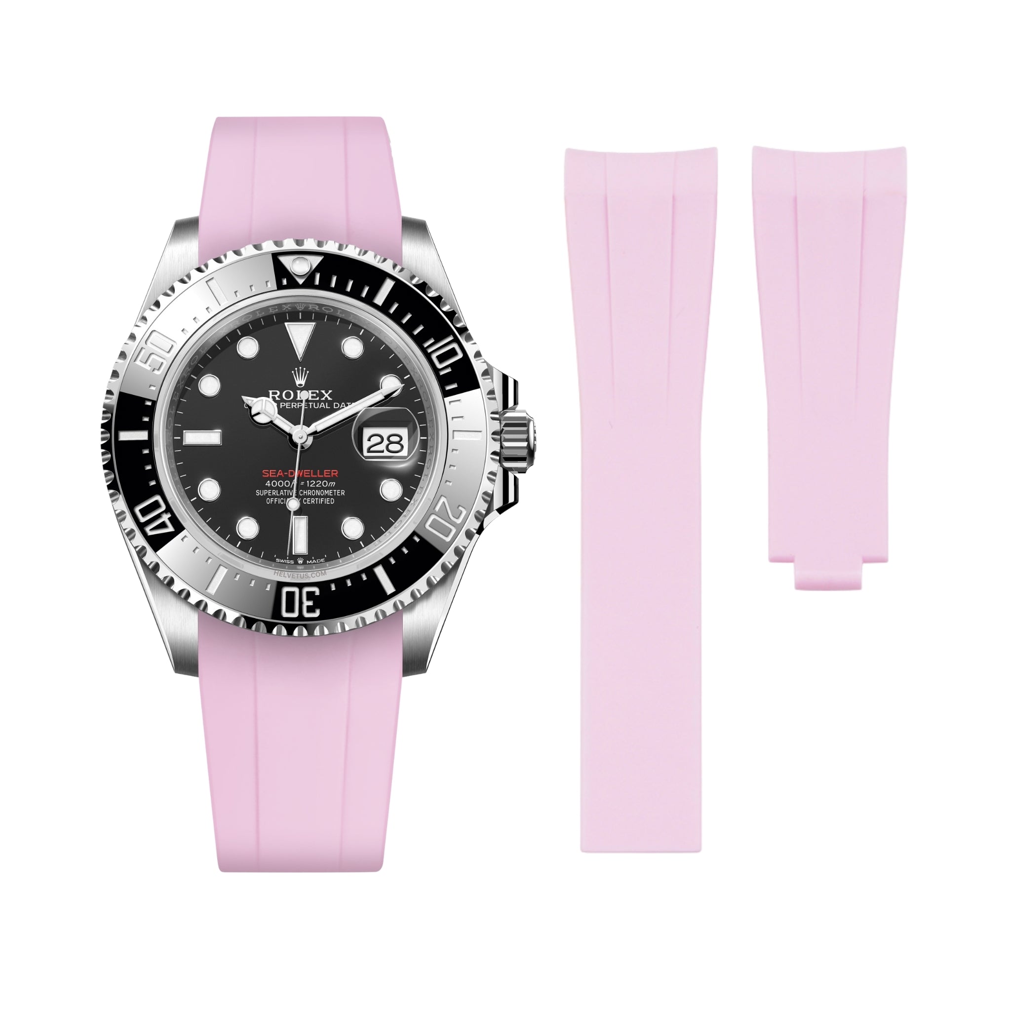 Rubber Strap - For Rolex Sea - Dweller 4000 - Pink - Helvetus