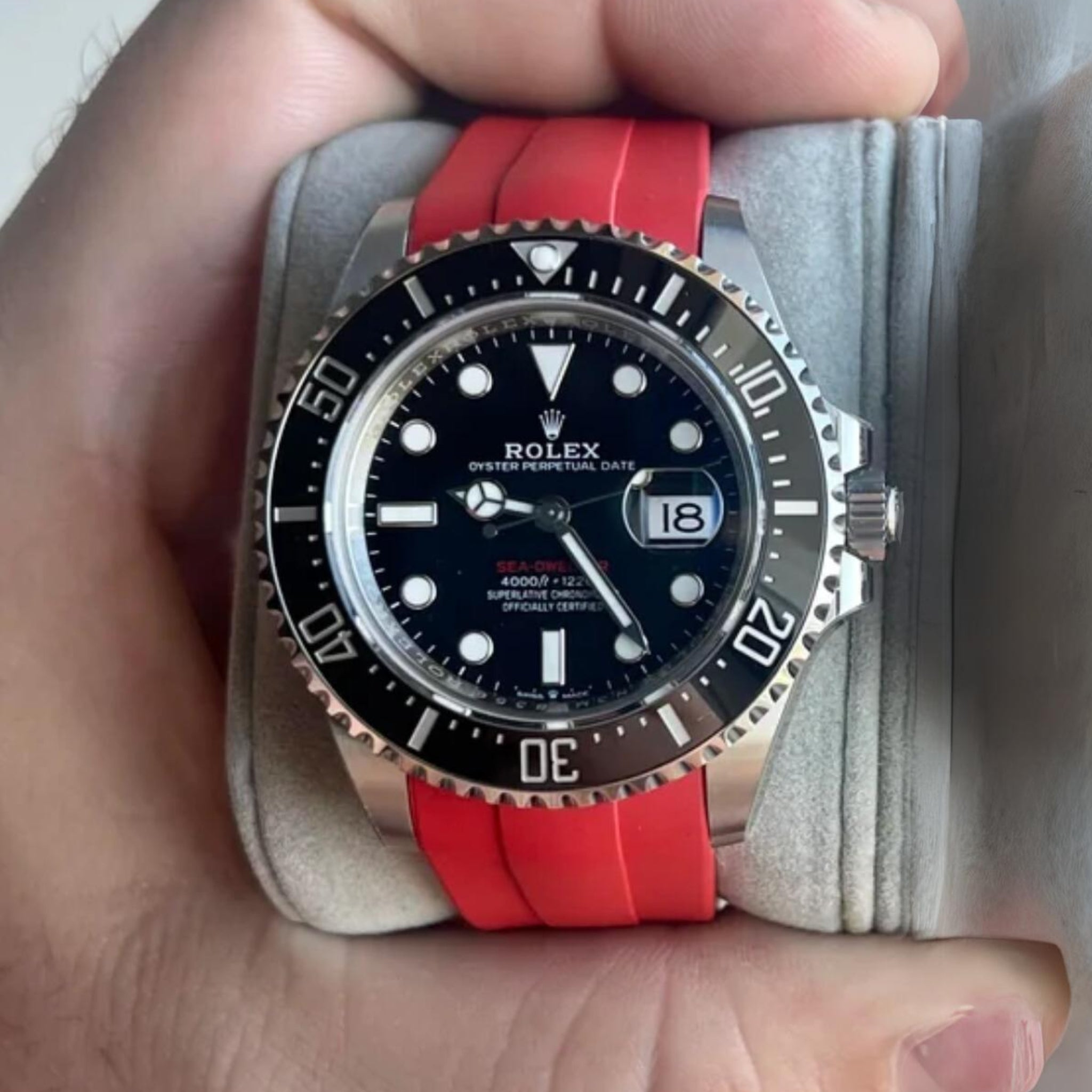 Rubber Strap - For Rolex Sea - Dweller 4000 - Red - Helvetus