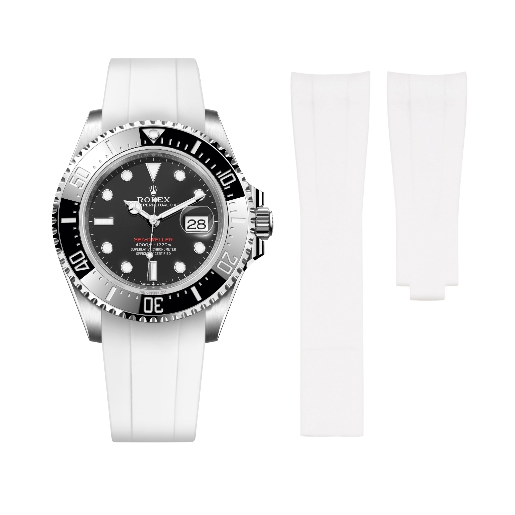 Rubber Strap - For Rolex Sea - Dweller 4000 - White - Helvetus