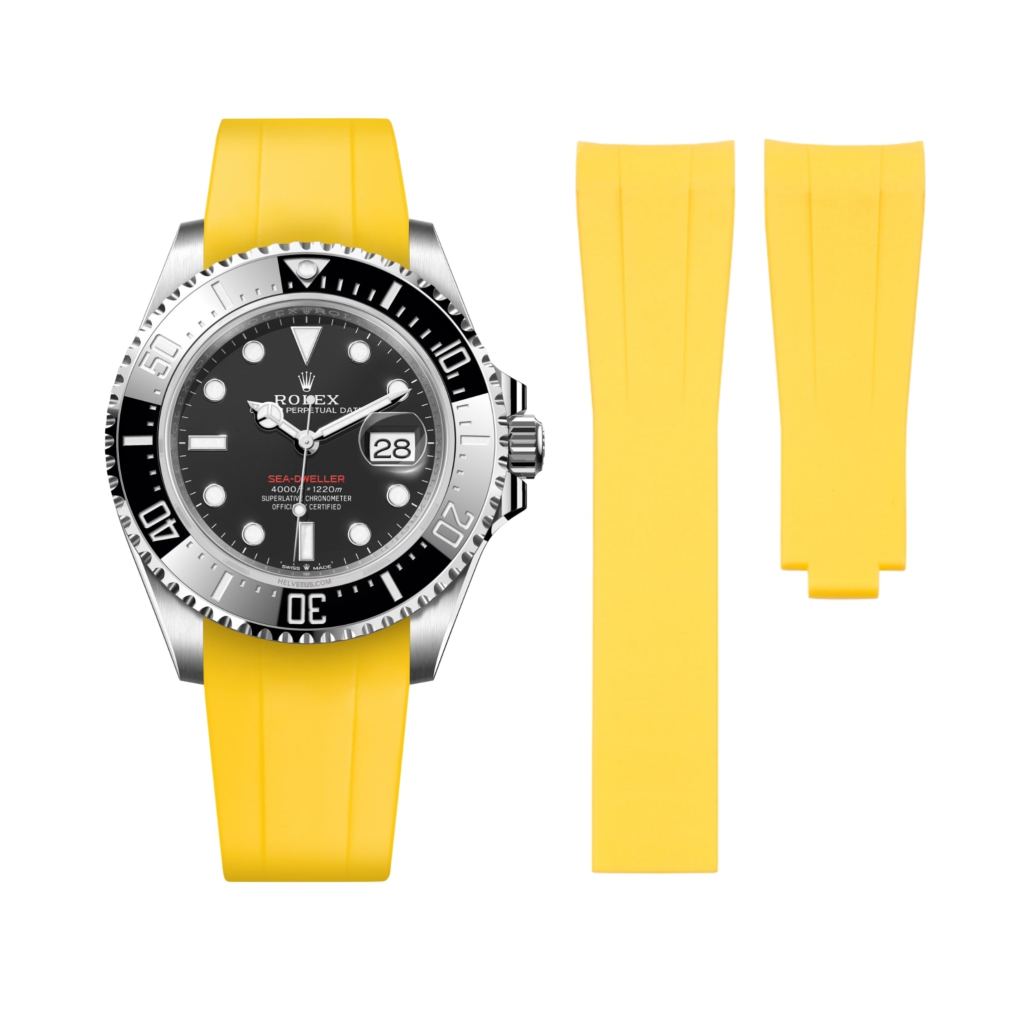 Rubber Strap - For Rolex Sea - Dweller 4000 - Yellow - Helvetus