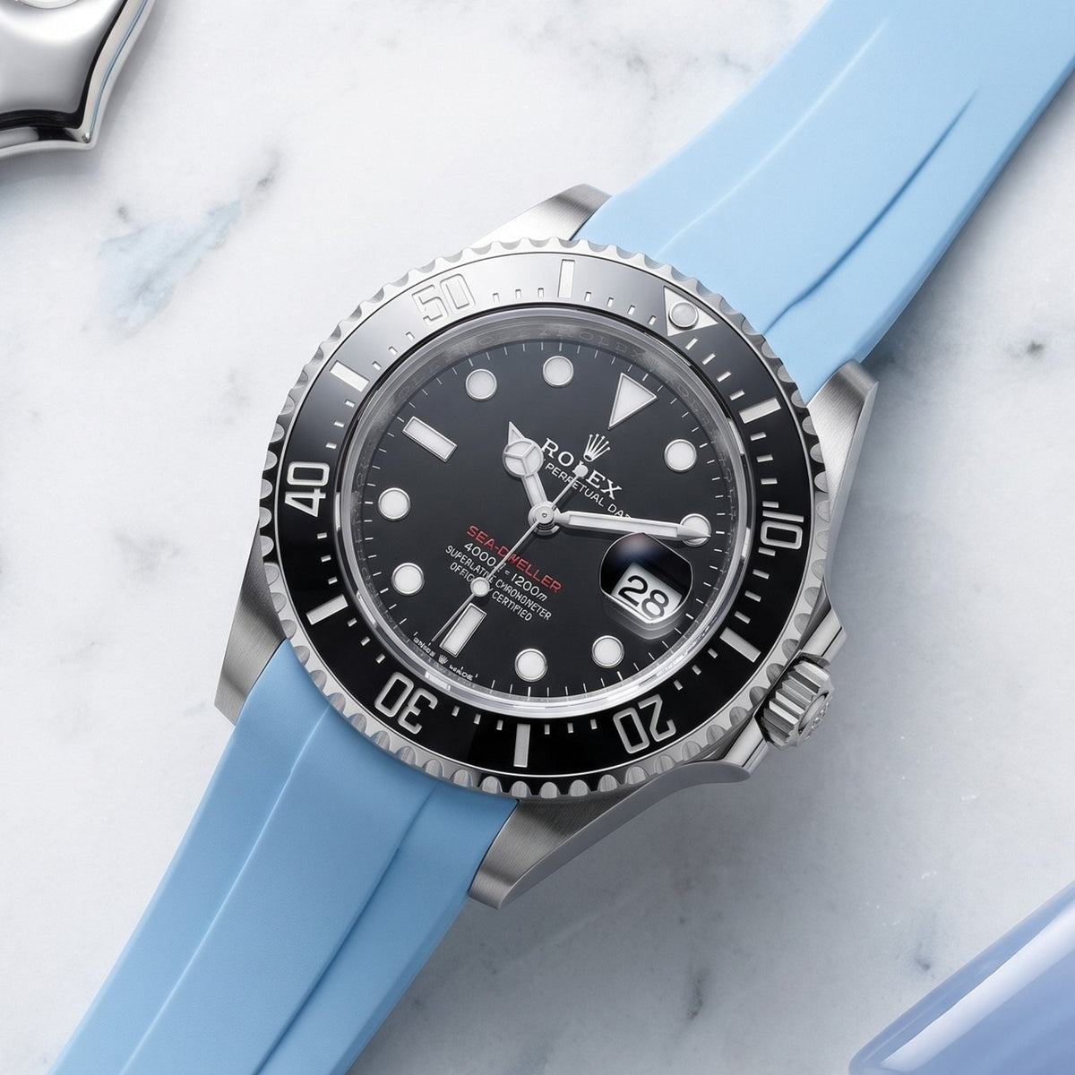 Rubber Strap - For Rolex Sea-Dweller - Baby Blue - Helvetus