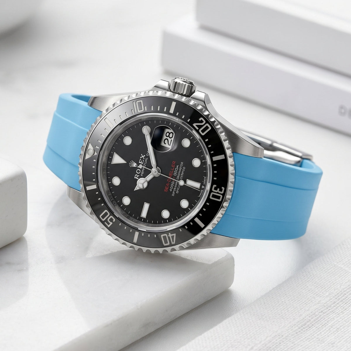 Rubber Strap - For Rolex Sea-Dweller - Light Blue - Helvetus