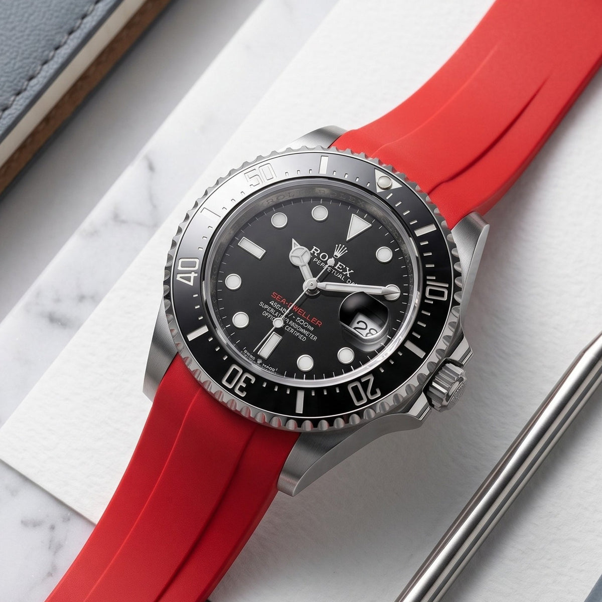 Rubber Strap - For Rolex Sea-Dweller - Red - Helvetus