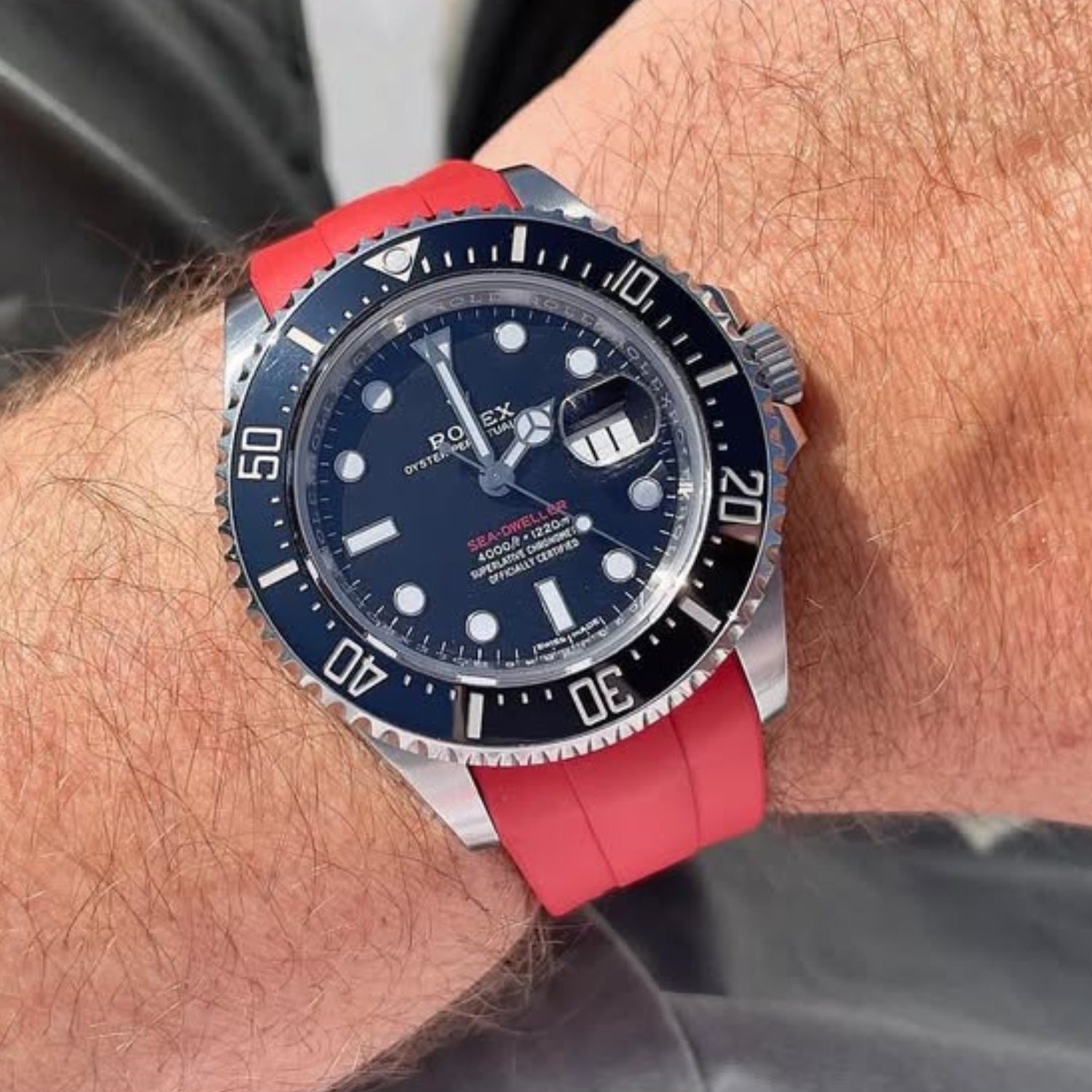 Rubber Strap - For Rolex Sea - Dweller - Red - Helvetus