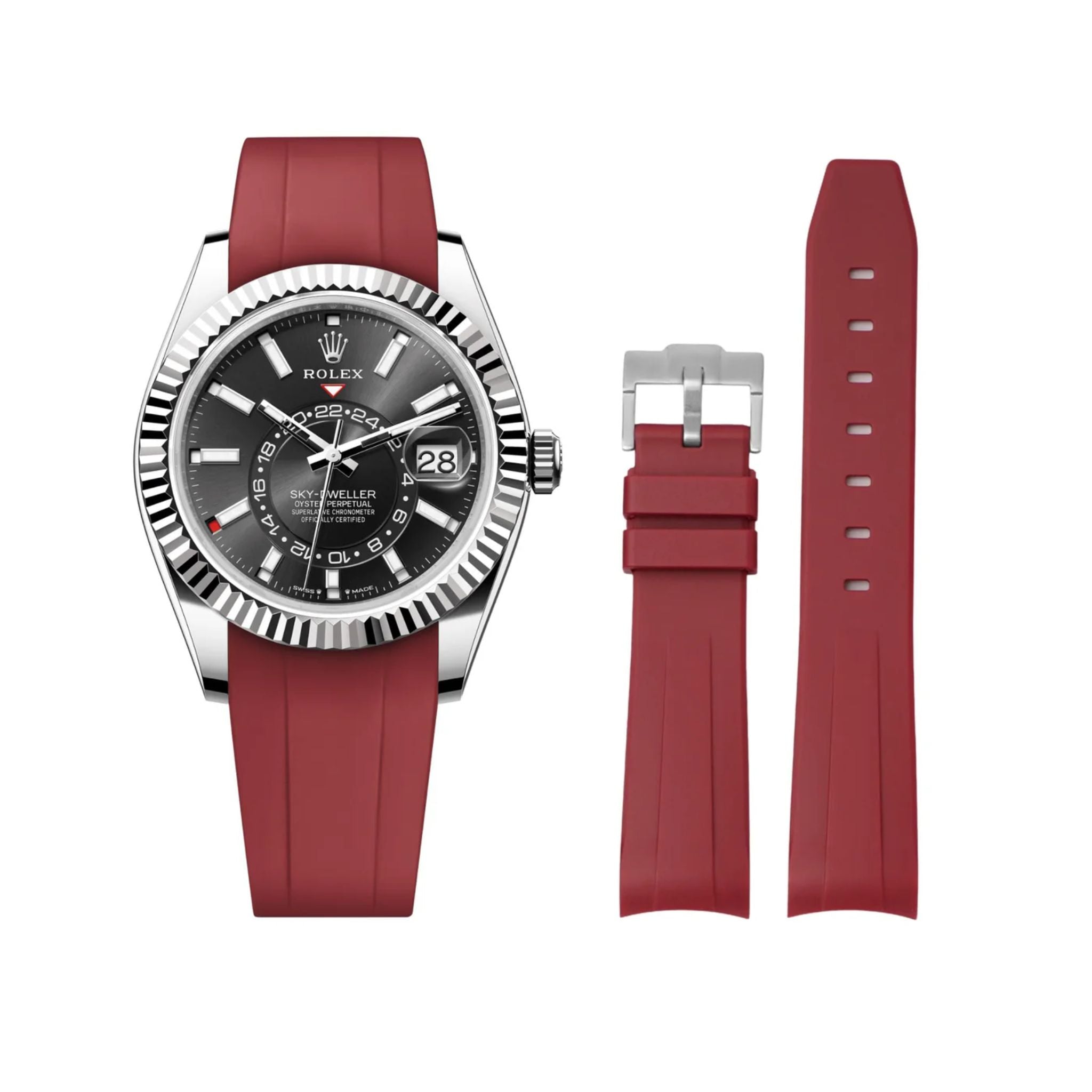 Rubber Strap - For Rolex Sky - Dweller - Bordeaux - Helvetus