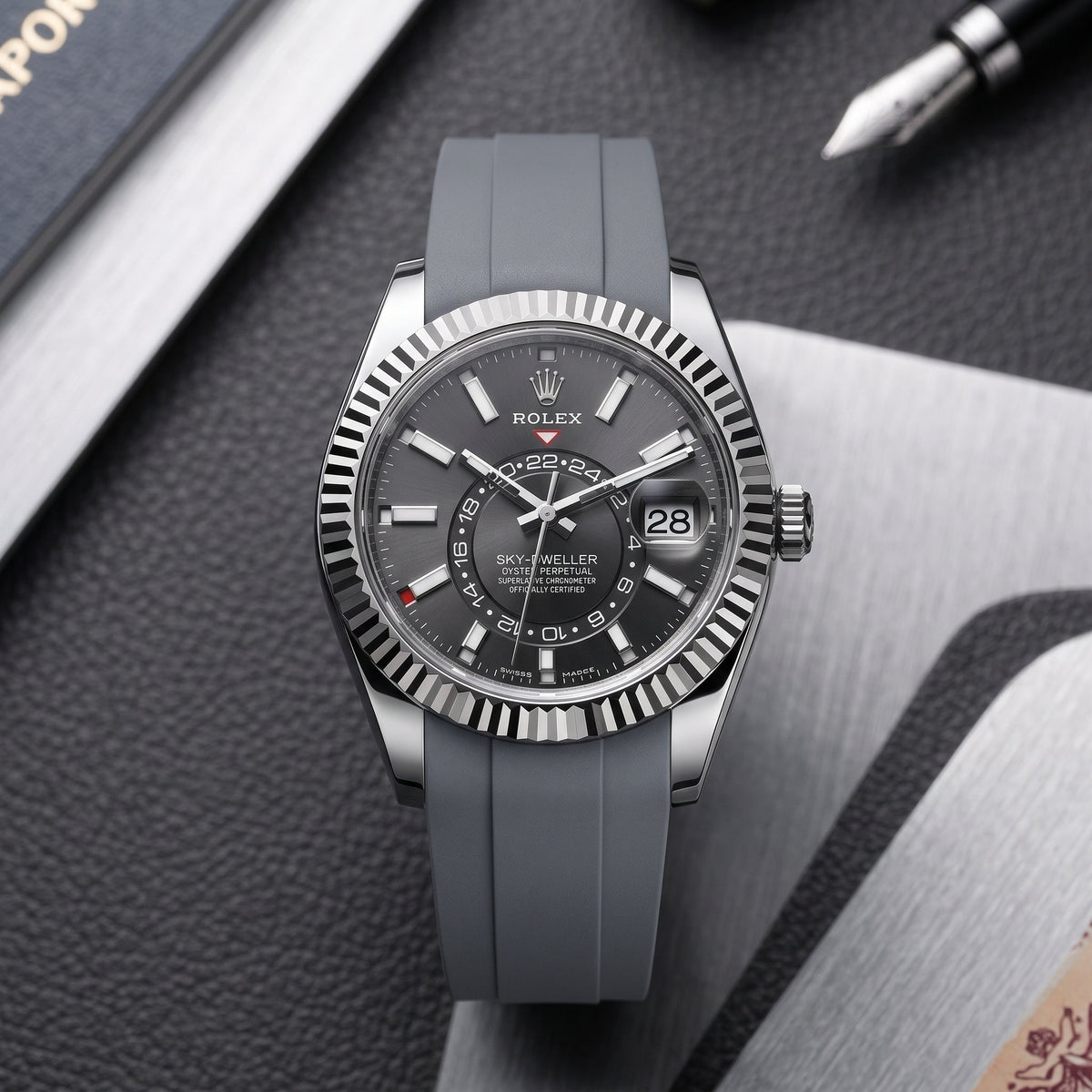 Rubber Strap - For Rolex Sky-Dweller - Grey - Helvetus