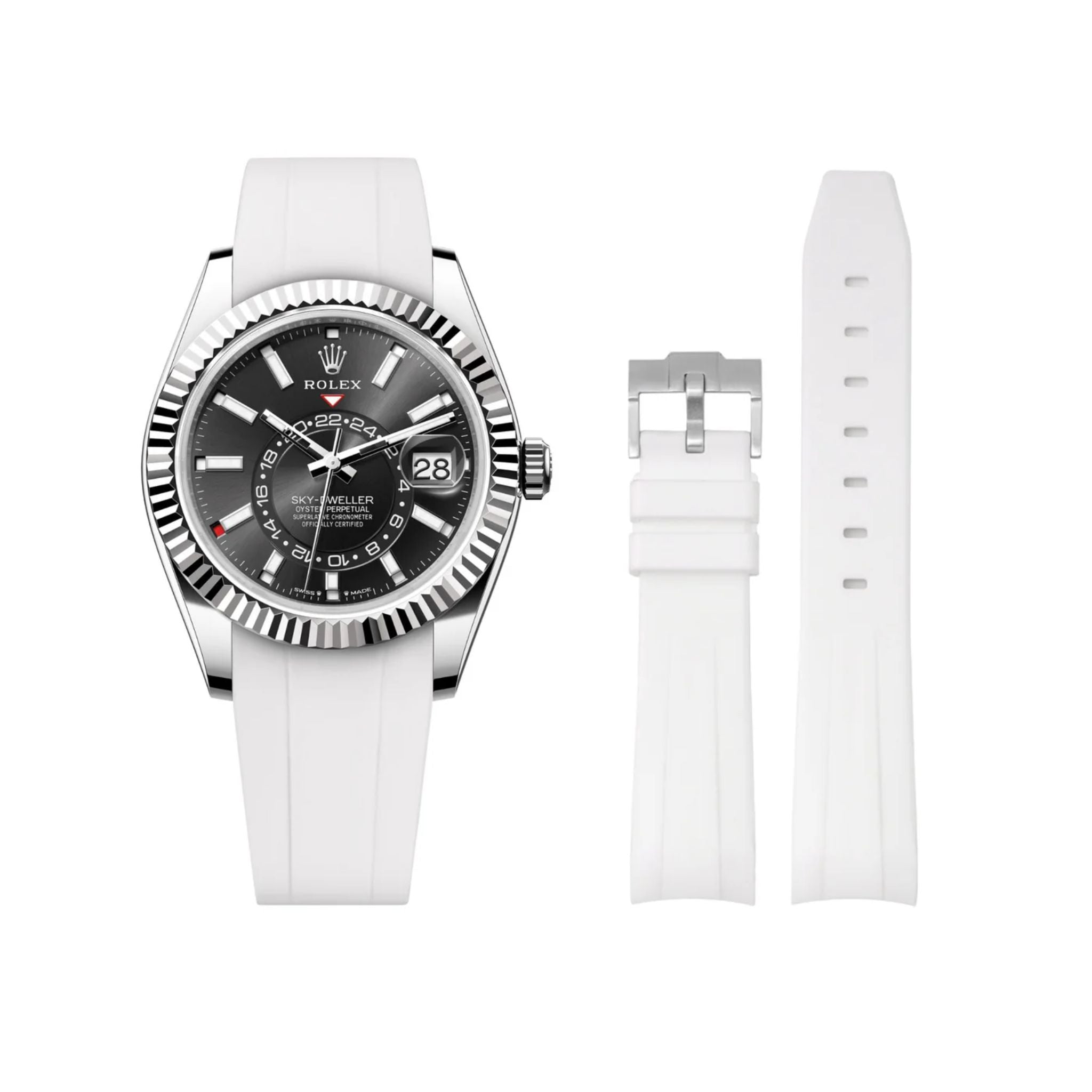 Rubber Strap - For Rolex Sky - Dweller - White - Helvetus