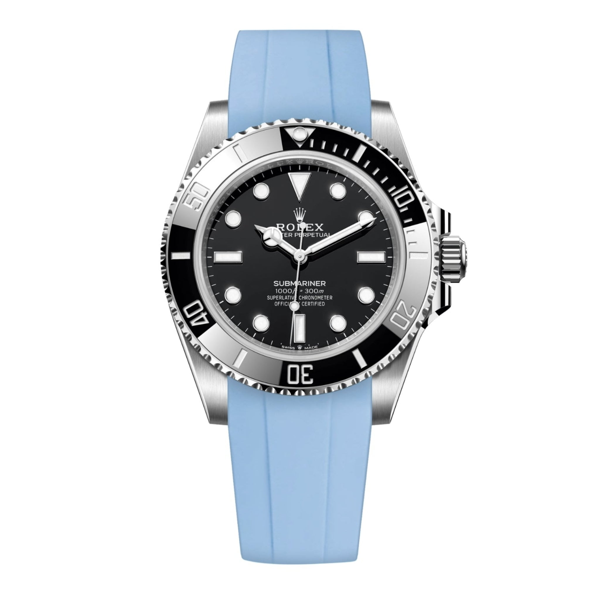 Rubber Strap - For Rolex Submariner - Baby Blue - Helvetus