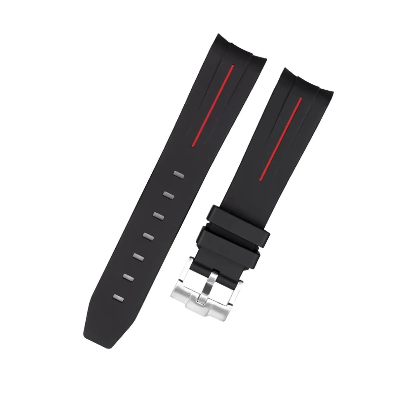 Rubber Strap - For Rolex Yacht - Master - Black w/Red Line | LuxLine® - Helvetus