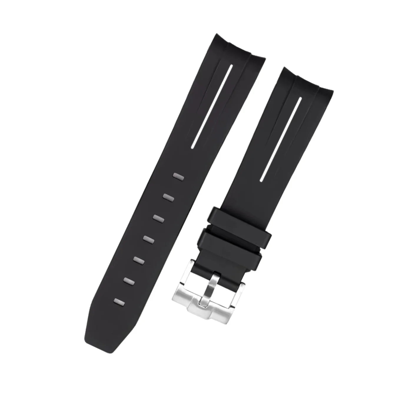 Rubber Strap - For Rolex Yacht - Master - Black w/White Line | LuxLine® - Helvetus