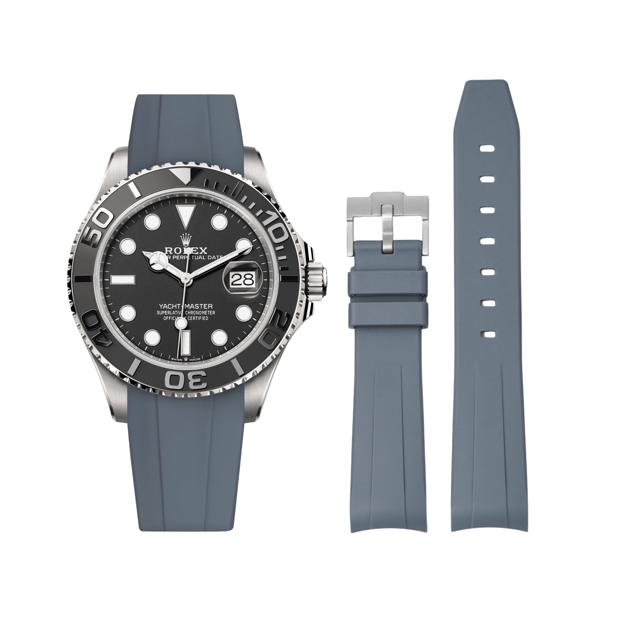 Rubber Strap - For Rolex Yacht - Master - Grey - Helvetus