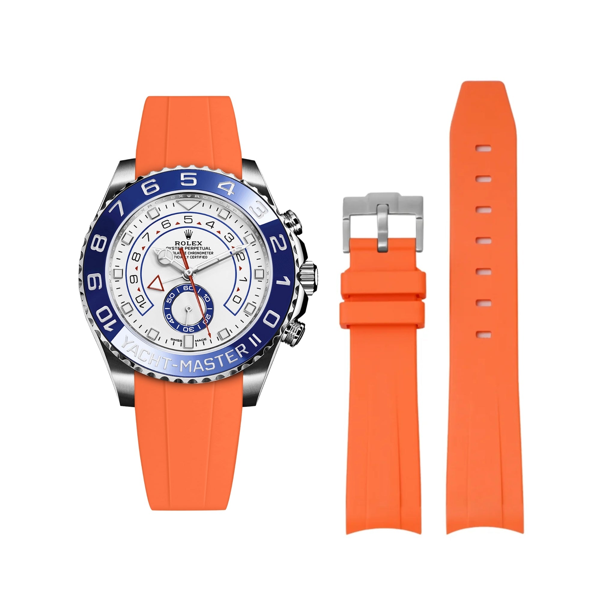 Rubber Strap - For Rolex Yacht - Master II - Orange - Helvetus