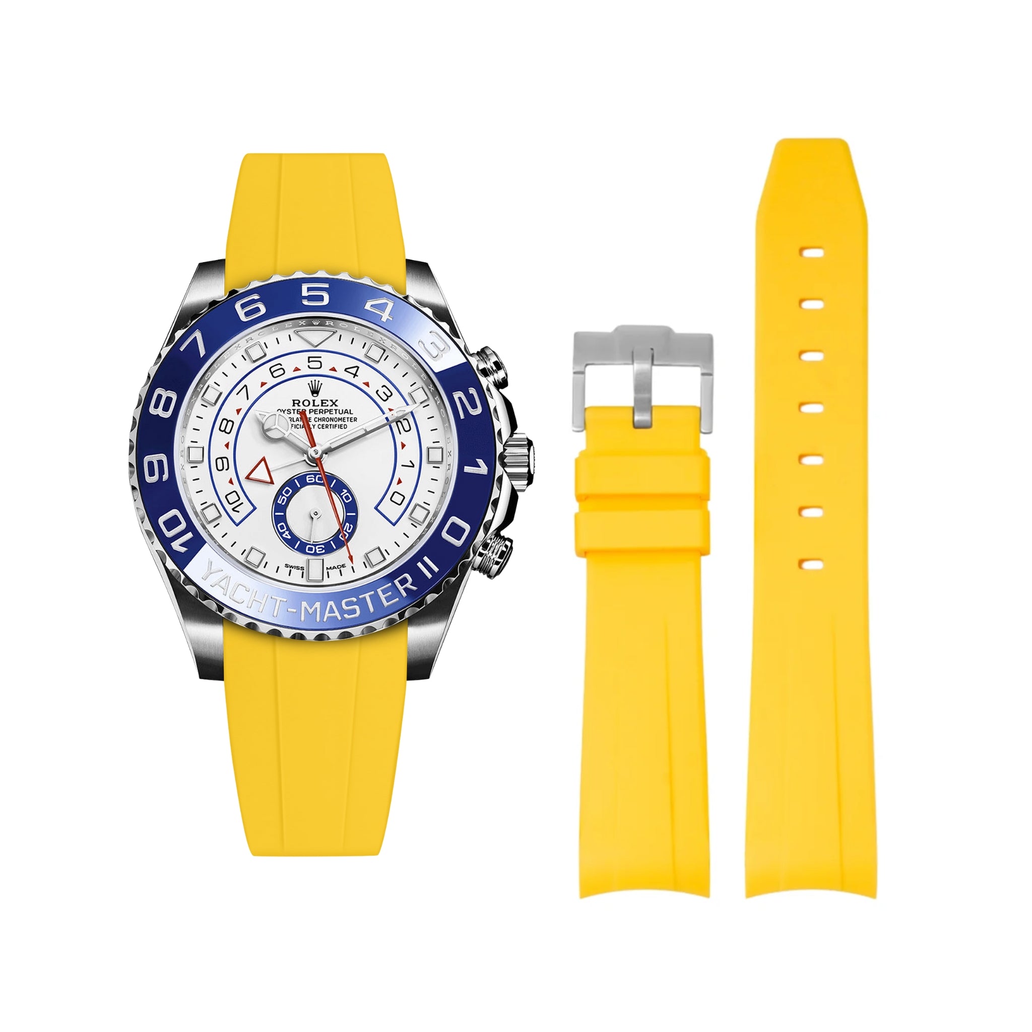 Rubber Strap - For Rolex Yacht - Master II - Yellow - Helvetus