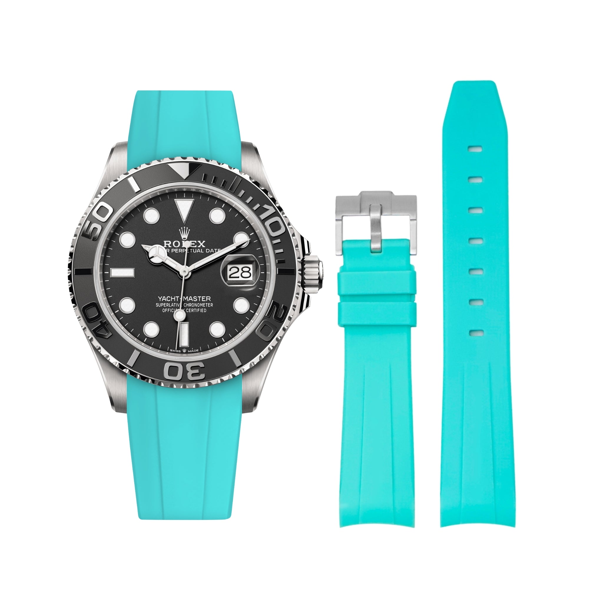 Rubber Strap - For Rolex Yacht - Master - Turquoise - Helvetus