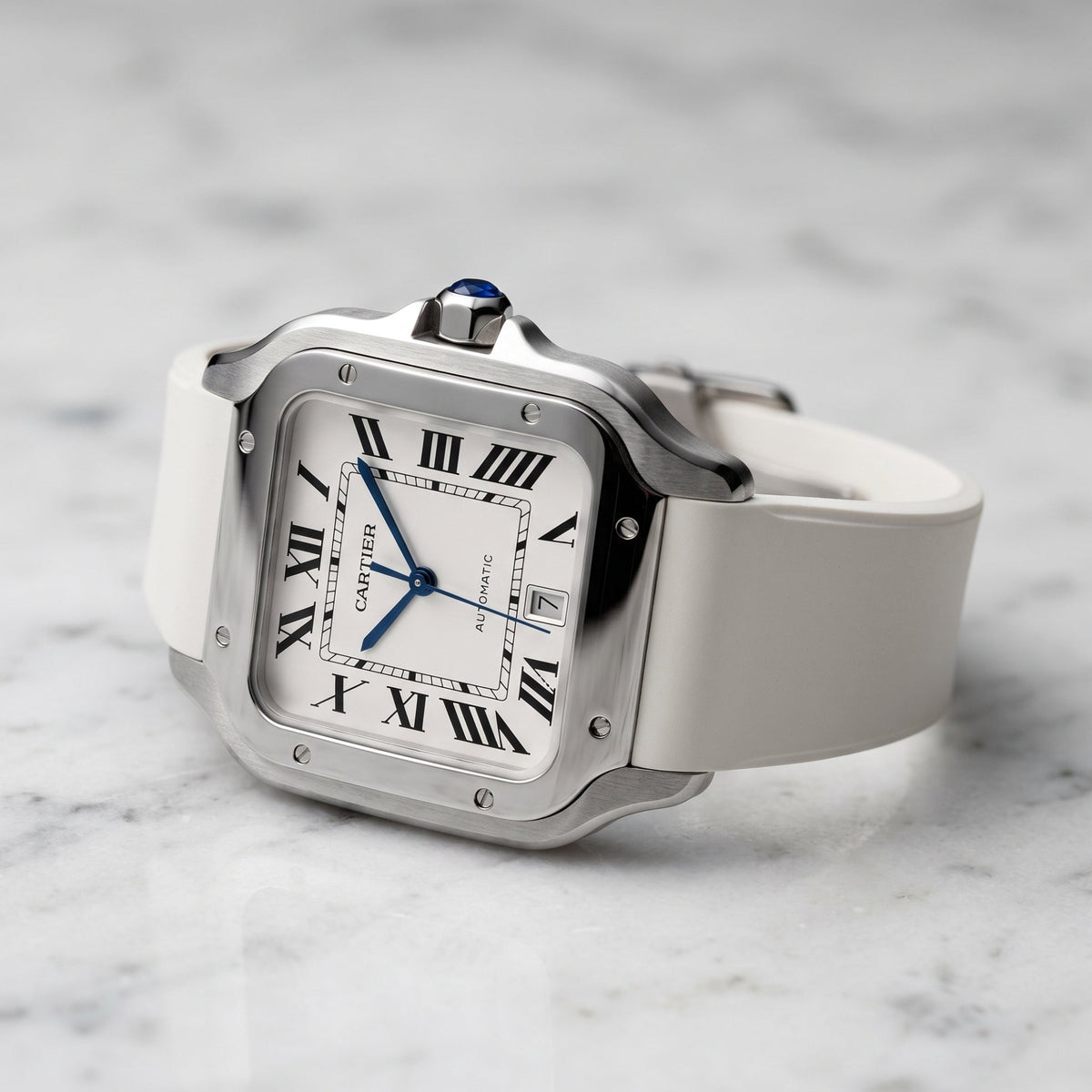 Rubber Strap - For Santos de Cartier Medium - White - Quick Switch/Release - Helvetus