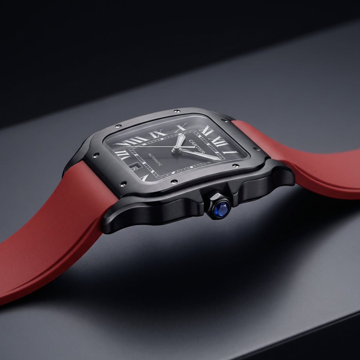 Rubber Strap - For Santos de Cartier Medium/Large - Red - Quick Switch/Release - Helvetus